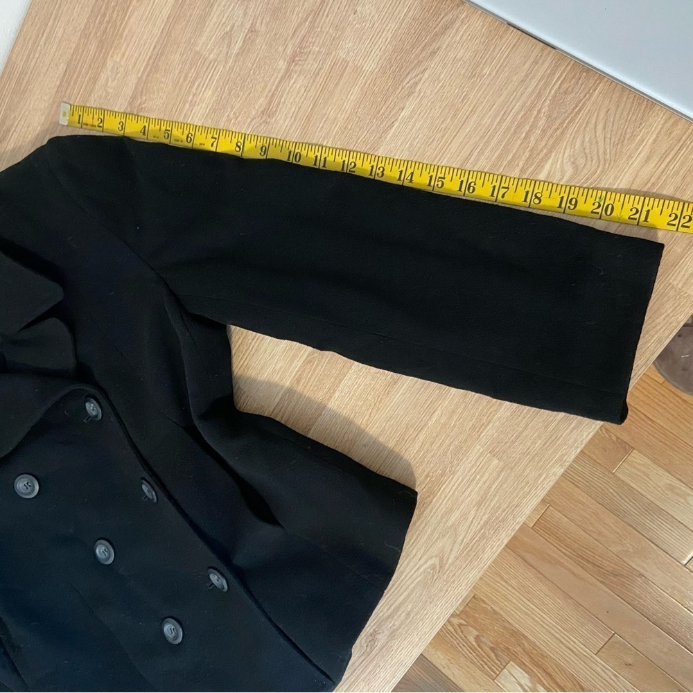 Henri Bendel Cashmere Wool Cropped Double Breasted Blazer Peacoat Black Size 8 - Picture 11 of 11